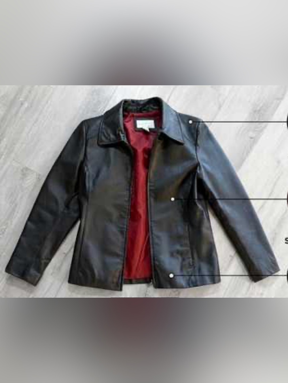 Worthington Black Leather Jacket with Burgundy Lining